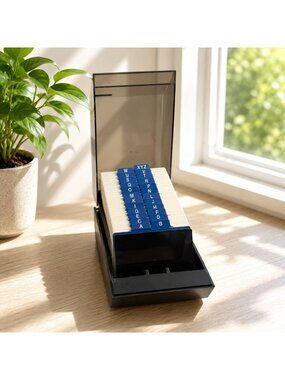Rolodex VIP 24C Black Rotary Card File With A-Z Dividers Vintage 1980s USA Made